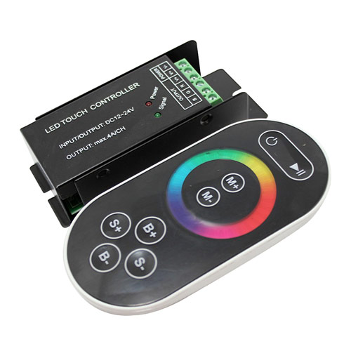 DC12-24V Max 12A 4A3CH, LED RGB Wireless RF Infrared Touch Color Remote Hulled Controller For RGB LED Light Strips or Modules